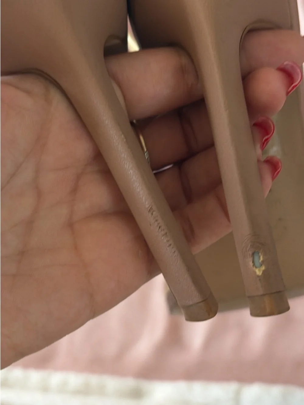 Steve Madden Pink-Taupe Square Toe Heels with Clear Straps